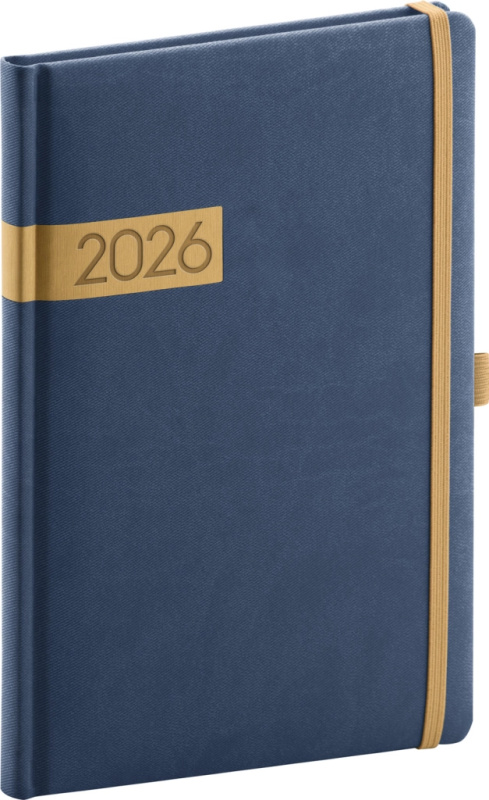 NOTIQUE Týdenní diář Twill 2026, modro-zlatý, 15 x 21 cm Presco Group