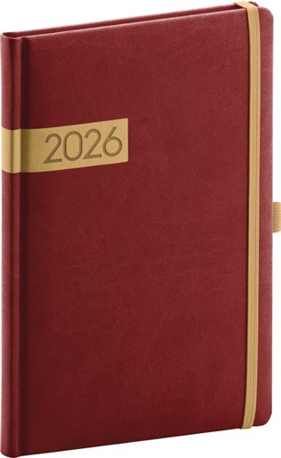 NOTIQUE Týdenní diář Twill 2026, bordó-zlatý, 15 x 21 cm Presco Group