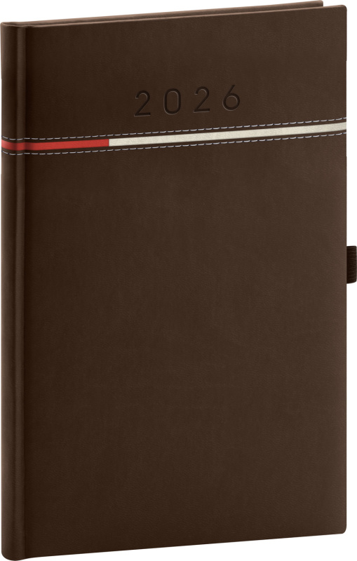 Presco Tomy 2026 - týdenní diář A5 - hnědý