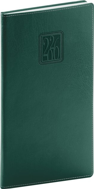 NOTIQUE Kapesní diář Panama 2026, zelený, 9 x 15,5 cm Presco Group