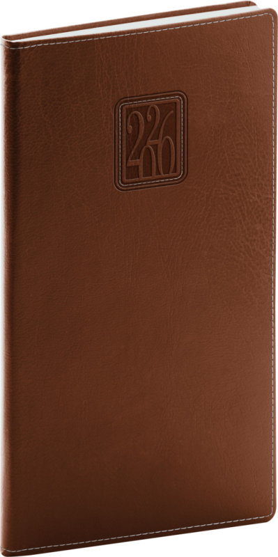 NOTIQUE Kapesní diář Panama 2026, hnědý, 9 x 15,5 cm Presco Group