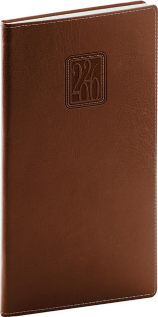 NOTIQUE Kapesní diář Panama 2026, hnědý, 9 x 15,5 cm Presco Group