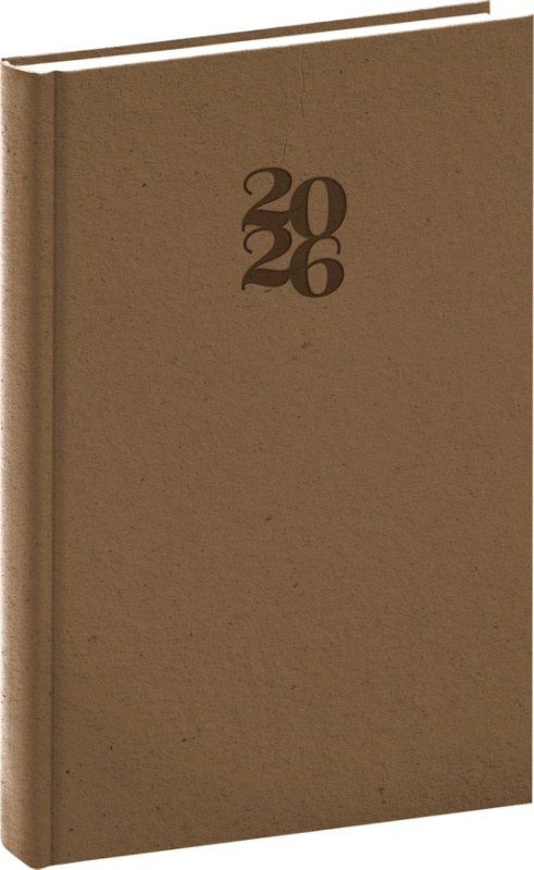 NOTIQUE denní diář Essenza 2026, oříšková barva, 15 x 21 cm