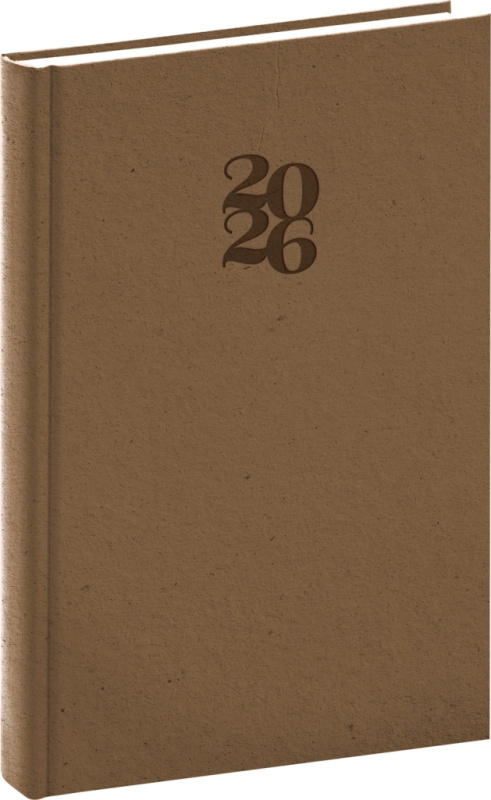 NOTIQUE denní diář Essenza 2026, oříšková barva, 15 x 21 cm