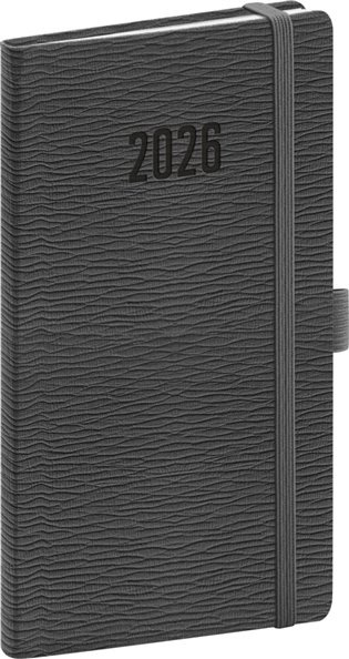 NOTIQUE Kapesní diář Rivoli 2026, šedý, 9 x 15,5 cm Presco Group
