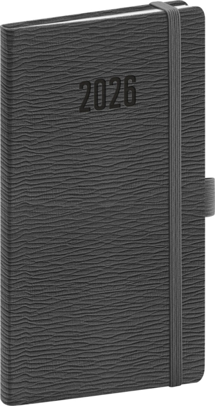 NOTIQUE Kapesní diář Rivoli 2026, šedý, 9 x 15,5 cm Presco Group