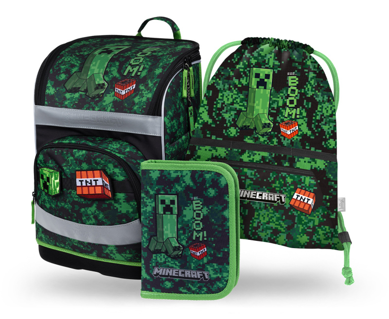 BAAGL SET 3 Zippy Plus Minecraft Boom: aktovka, penál, sáček   Presco Group