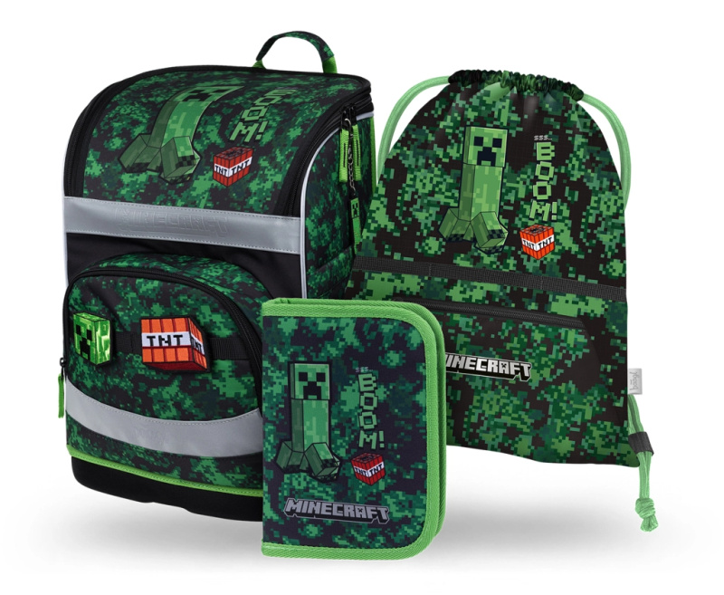 BAAGL SET 3 Zippy Plus Minecraft Boom: aktovka, penál, sáček   Presco Group