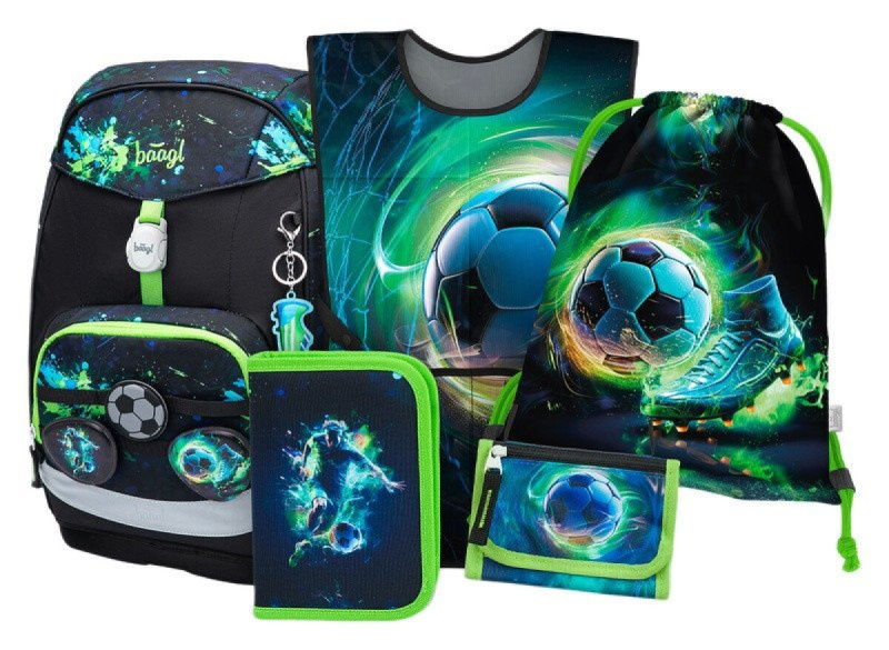 BAAGL SET 5 Airy Plus Fotbal: batoh, penál, sáček, zástěra, peněženka Presco Group