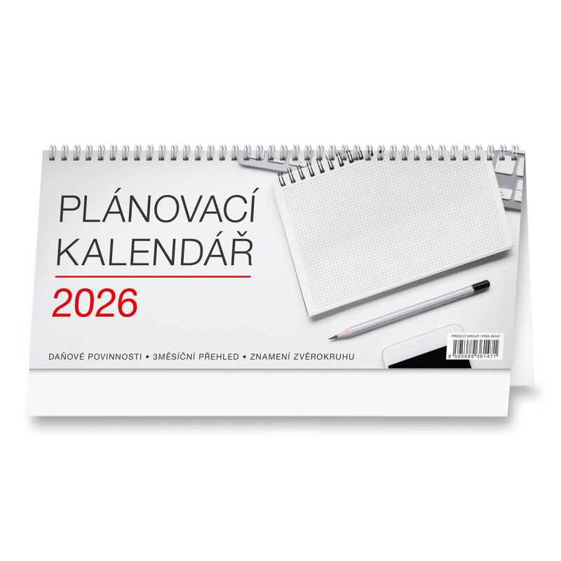 Plánovací kalendář 2026 - stolní pracovní kalendář