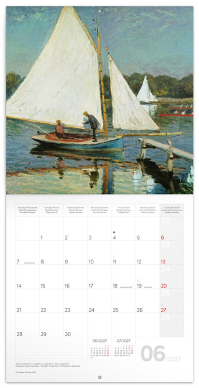 Poznámkový kalendář Claude Monet 2027, 30 × 30 cm
