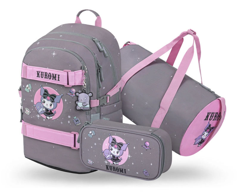 BAAGL SET 3 Skate Kuromi Grey: batoh, penál, sportovní taška GRS Presco Group
