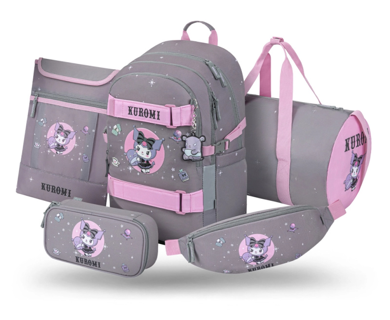 BAAGL SET 5 Skate Kuromi Grey: batoh, penál, sportovní taška, ledvinka, obal na notebook GRS Presco Group