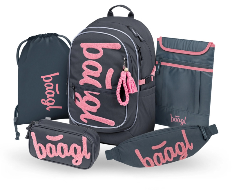 BAAGL SET 5 Core Logo růžový: batoh, penál, sáček, ledvinka, obal na notebook GRS Presco Group