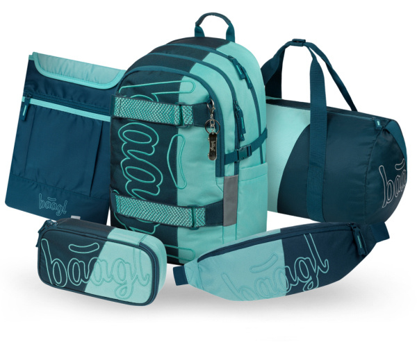 BAAGL SET 5 Skate Petrol: batoh, penál, sportovní taška, ledvinka, obal na notebook GRS Presco Group