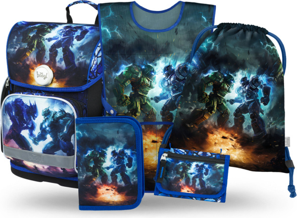 BAAGL SET 5 Ergo Roboti: aktovka, penál, sáček, zástěra, peněženka Presco Group