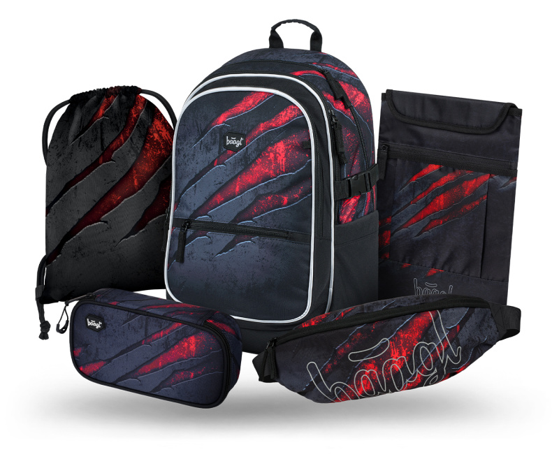 BAAGL SET 5 Core Láva: batoh, penál, sáček, ledvinka, obal na notebook  Presco Group