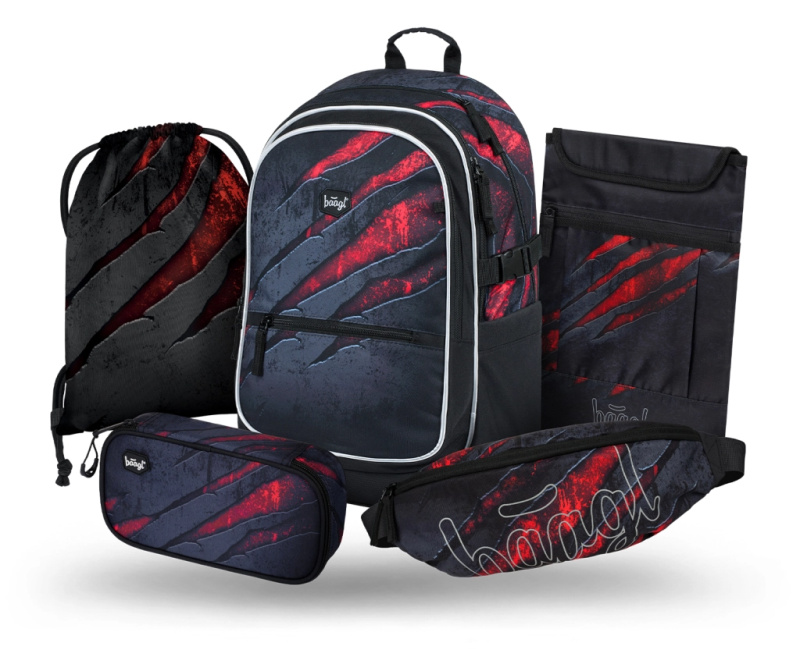 BAAGL SET 5 Core Láva: batoh, penál, sáček, ledvinka, obal na notebook  Presco Group