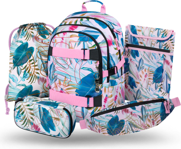 BAAGL SET 5 Skate Leafs: batoh, penál, sáček, ledvinka, obal na notebook Presco Group