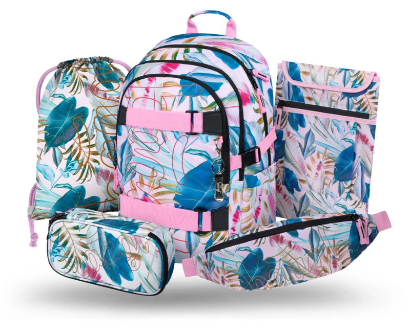 BAAGL SET 5 Skate Leafs: batoh, penál, sáček, ledvinka, obal na notebook Presco Group