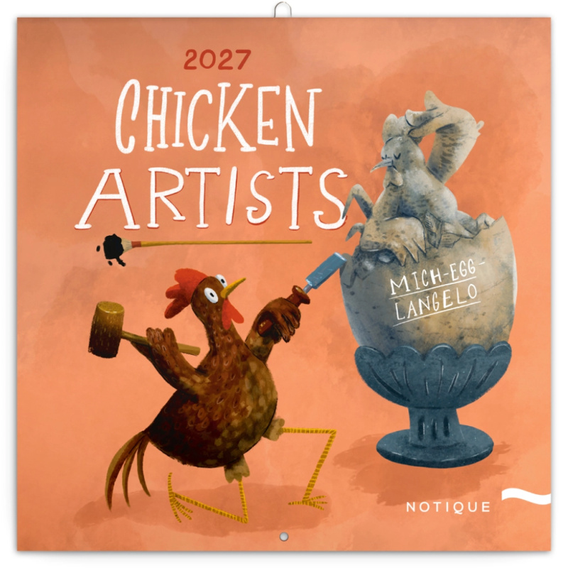 Notique nástěnný poznámkový kalendář Chicken Artists 2027 30 × 30 cm