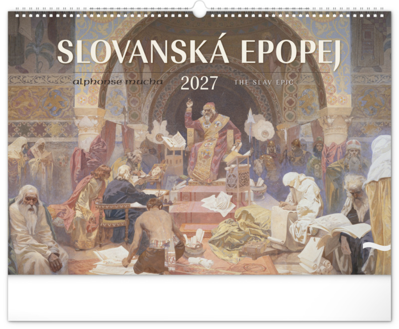 Nástěnný kalendář Slovanská epopej – Alfons Mucha 2027, 48 × 33 cm