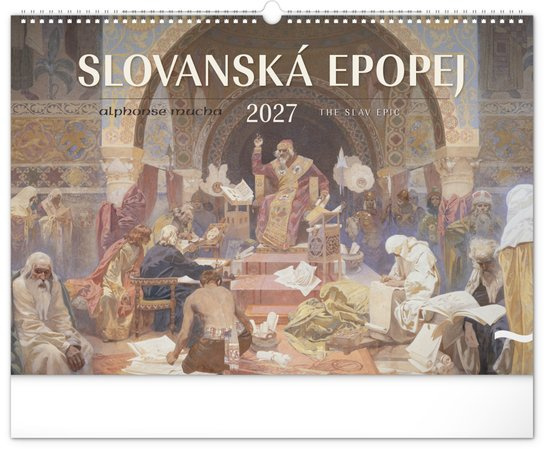 Nástěnný kalendář Slovanská epopej – Alfons Mucha 2027, 48 × 33 cm