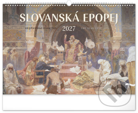 Nástěnný kalendář Slovanská epopej – Alfons Mucha 2027, 48 × 33 cm