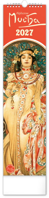 Nástěnný kalendář Alfons Mucha 2027, 12 × 48 cm