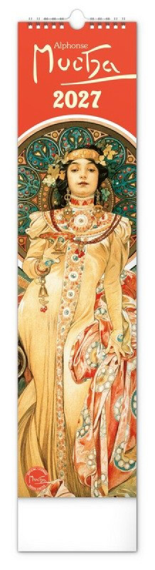 Nástěnný kalendář Alfons Mucha 2027, 12 × 48 cm