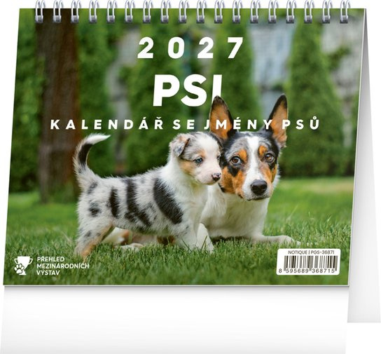 NOTIQUE Stolní kalendář Psi 2027 (se jmény psů / řádky)