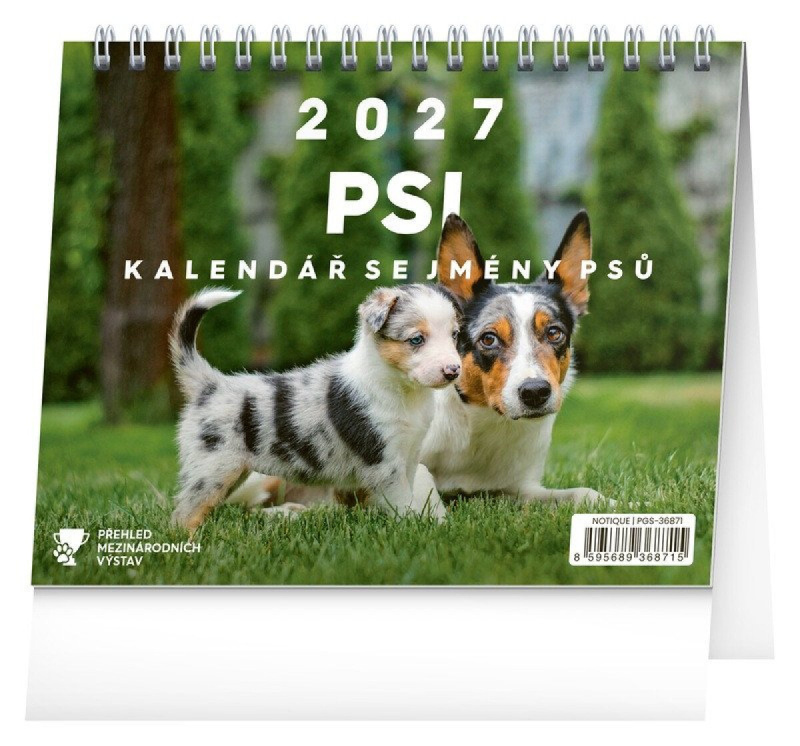 NOTIQUE Stolní kalendář Psi 2027 (se jmény psů / řádky)