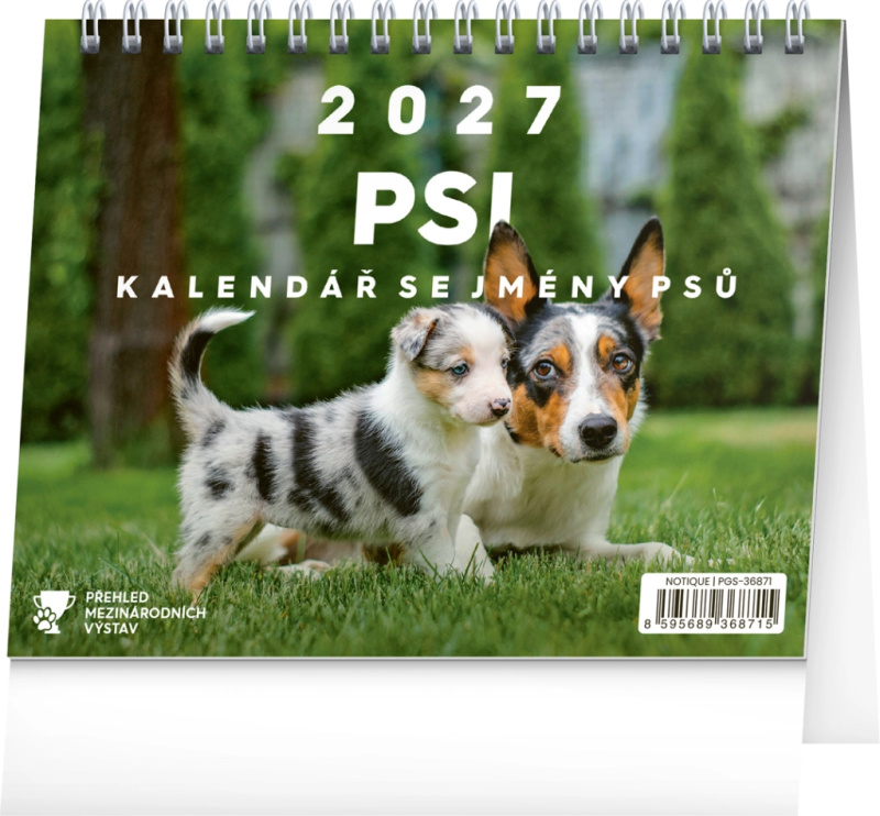 NOTIQUE Stolní kalendář Psi 2027 (se jmény psů / řádky)