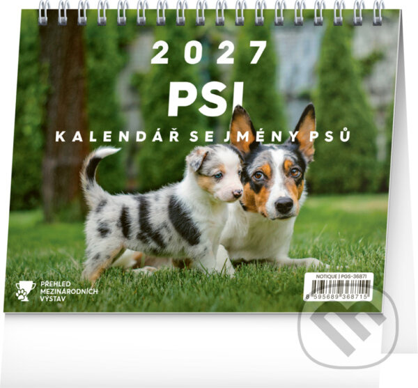 NOTIQUE Stolní kalendář Psi 2027 (se jmény psů / řádky)