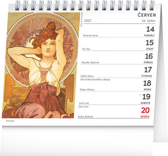 NOTIQUE Stolní kalendář Alphonse Mucha 2027 (řádky)