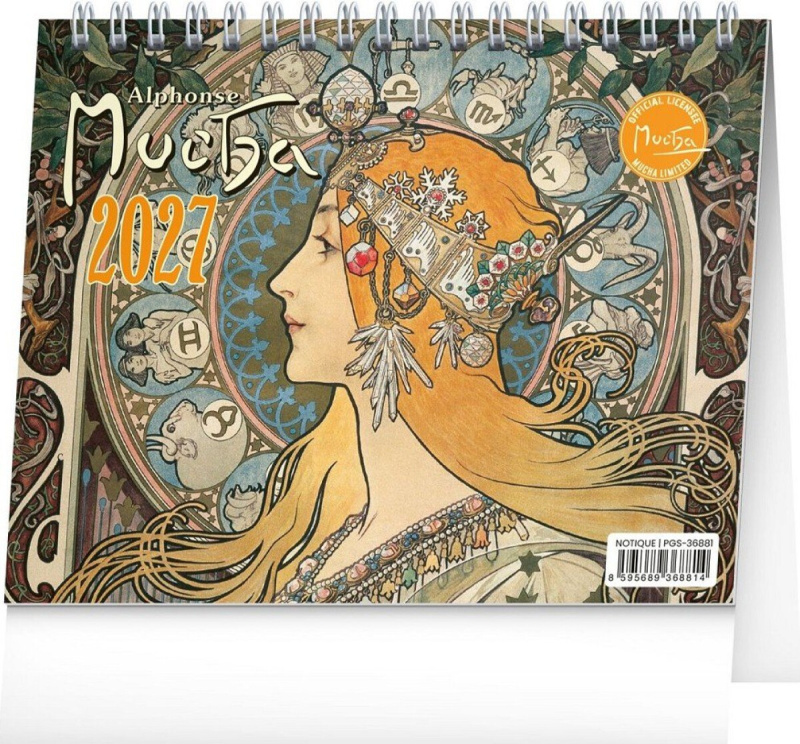 NOTIQUE Stolní kalendář Alphonse Mucha 2027 (řádky)