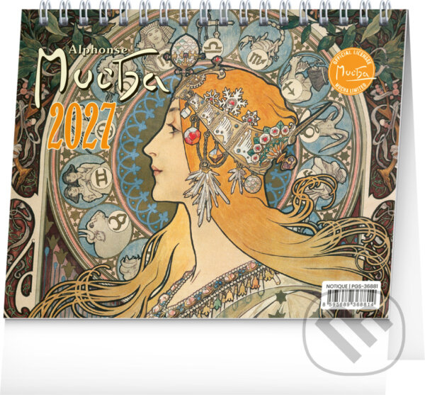 NOTIQUE Stolní kalendář Alphonse Mucha 2027 (řádky)