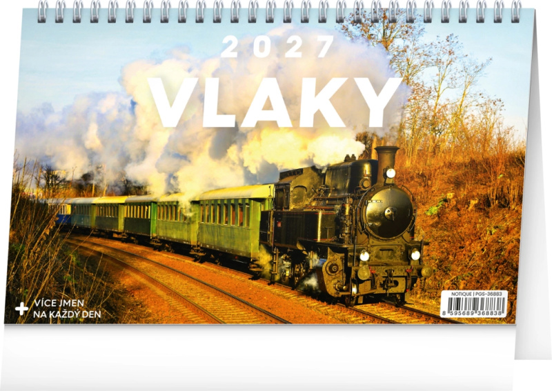 NOTIQUE stolní kalendář Vlaky 2027 (řádky)