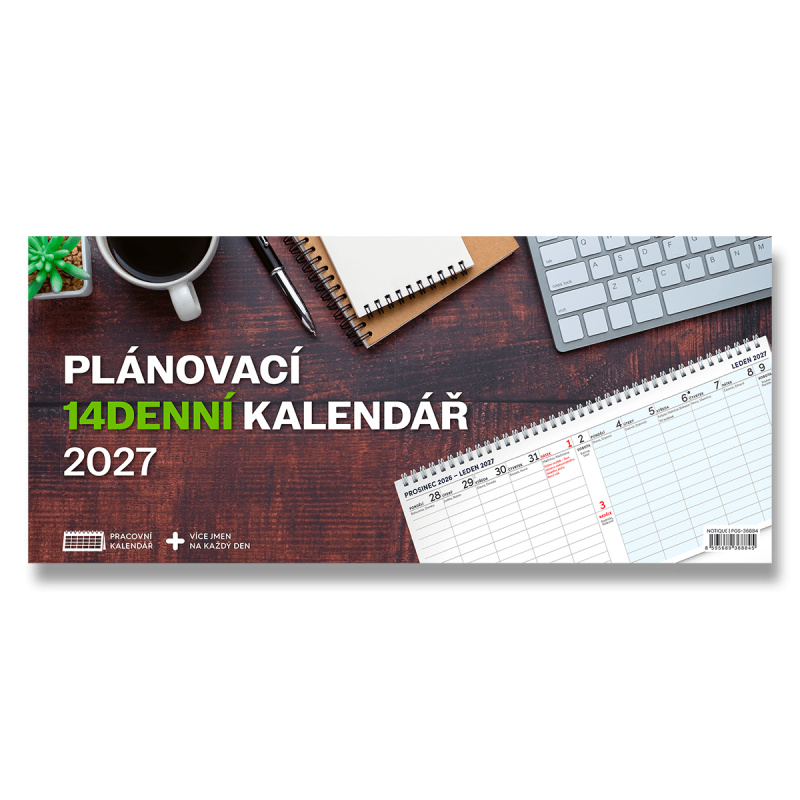 Plánovací 14denní 2027 - stolní pracovní kalendář