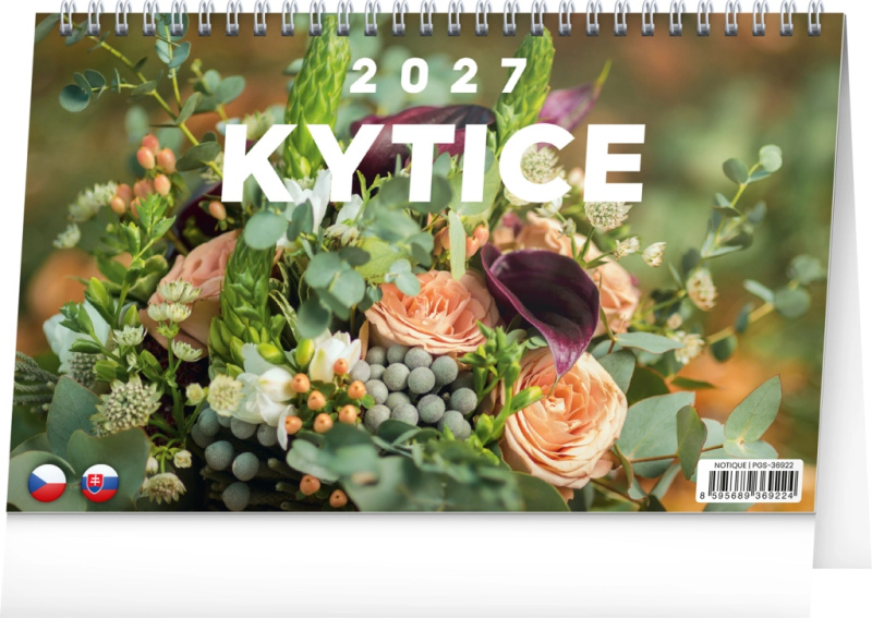 Notique stolní kalendář kytice cz/sk 2027 (23,1 × 14,5 cm)