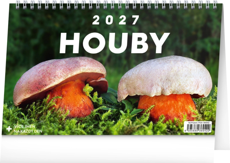 Notique stolní kalendář Houby 2027 (23,1 × 14,5 cm)