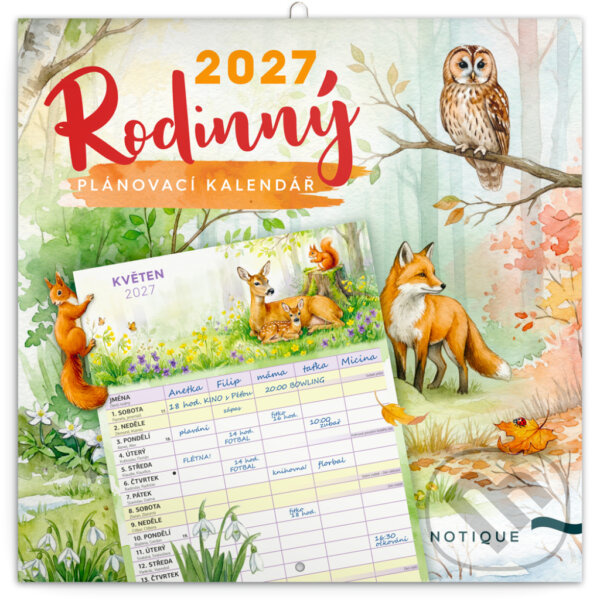 Notique rodinný plánovací kalendář Zvířátka 2027 30 × 30 cm