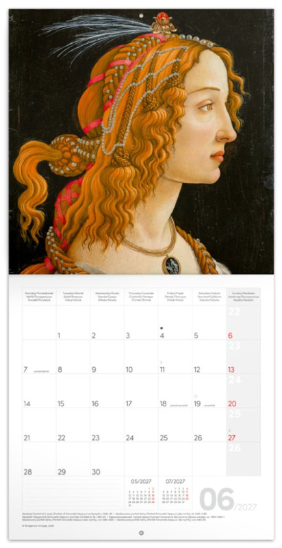 Poznámkový kalendář Sandro Botticelli 2027, 30 × 30 cm