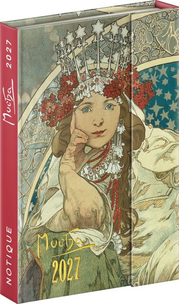 NOTIQUE Týždenný magnetický diár Alphonse Mucha 2027,NOTIQUE Týždenný magnetický diár Alphonse Mucha 2027