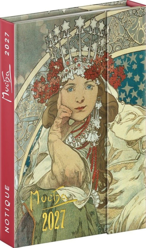 NOTIQUE Týždenný magnetický diár Alphonse Mucha 2027,NOTIQUE Týždenný magnetický diár Alphonse Mucha 2027