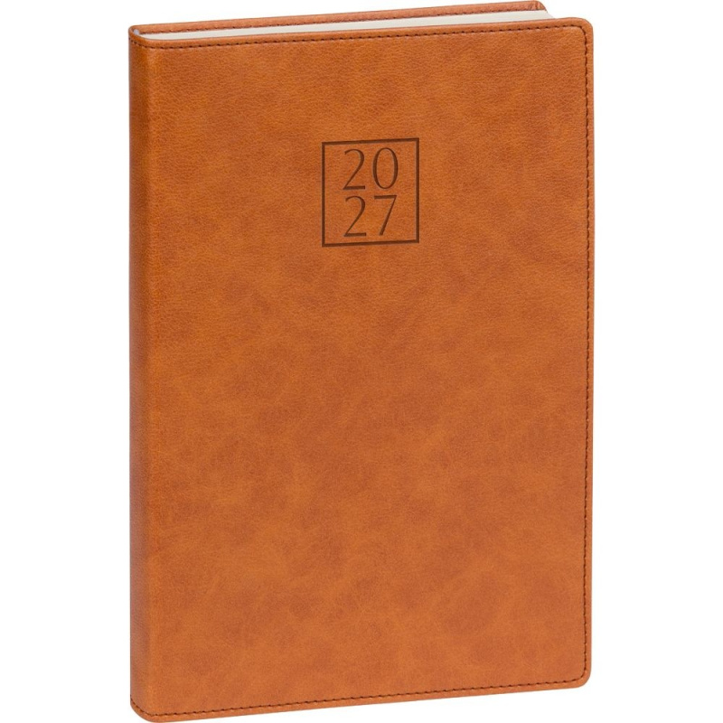 Notique denní diář Prestigio 2027, hnědý, 15 × 21 cm