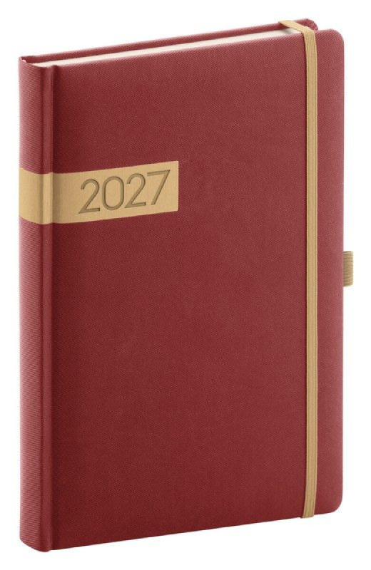 Notique denní diář Twill 2027 bordó-zlatý 15 × 21 cm