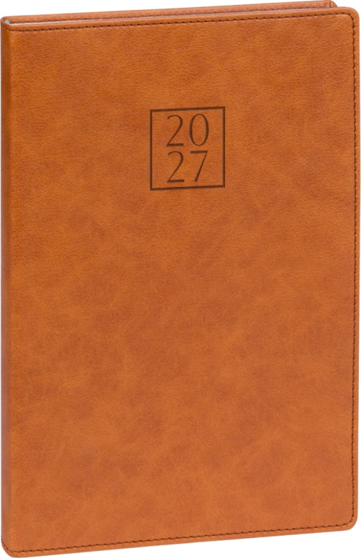 Notique Prestigio týdenní diář 2027 hnědý 15 × 21 cm