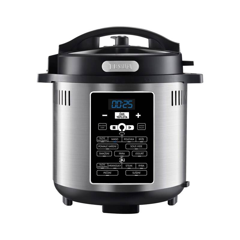 Multifunkční tlakový hrnec Tesla EliteCook K80 Deluxe / 6 l / 12 funkcí / 1500 W / nerez / černá Varianta: ivi1