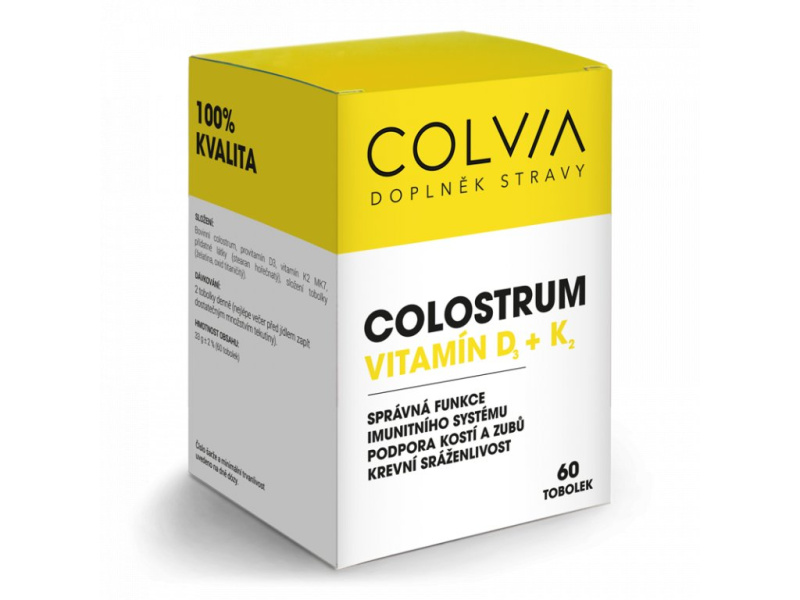 COLVIA Colostrum + Vitamín D3 + Vitamín K2, 60 ks